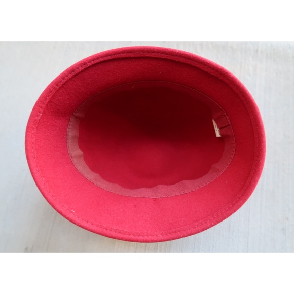 Red Wool Bowler Hat - Picture 3 of 4